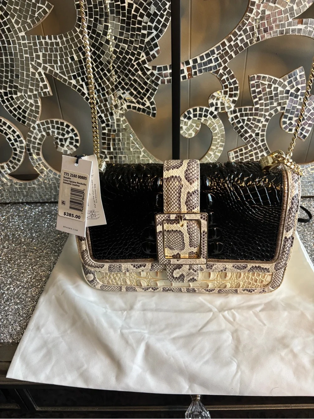 💕Brahmin Rosalie Ivory Iguana Rockville Crossbody Bag